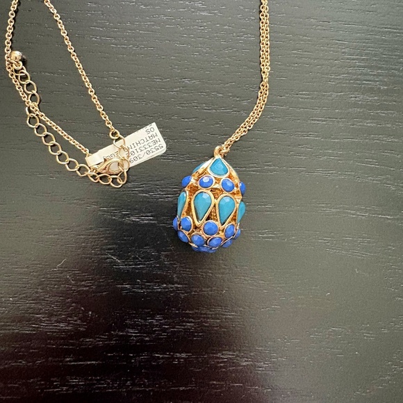 Vintage Egg Shaped (Inspired) Pendant with Lapis Lazuli Stones and 24" Chain NWT - Picture 4 of 7